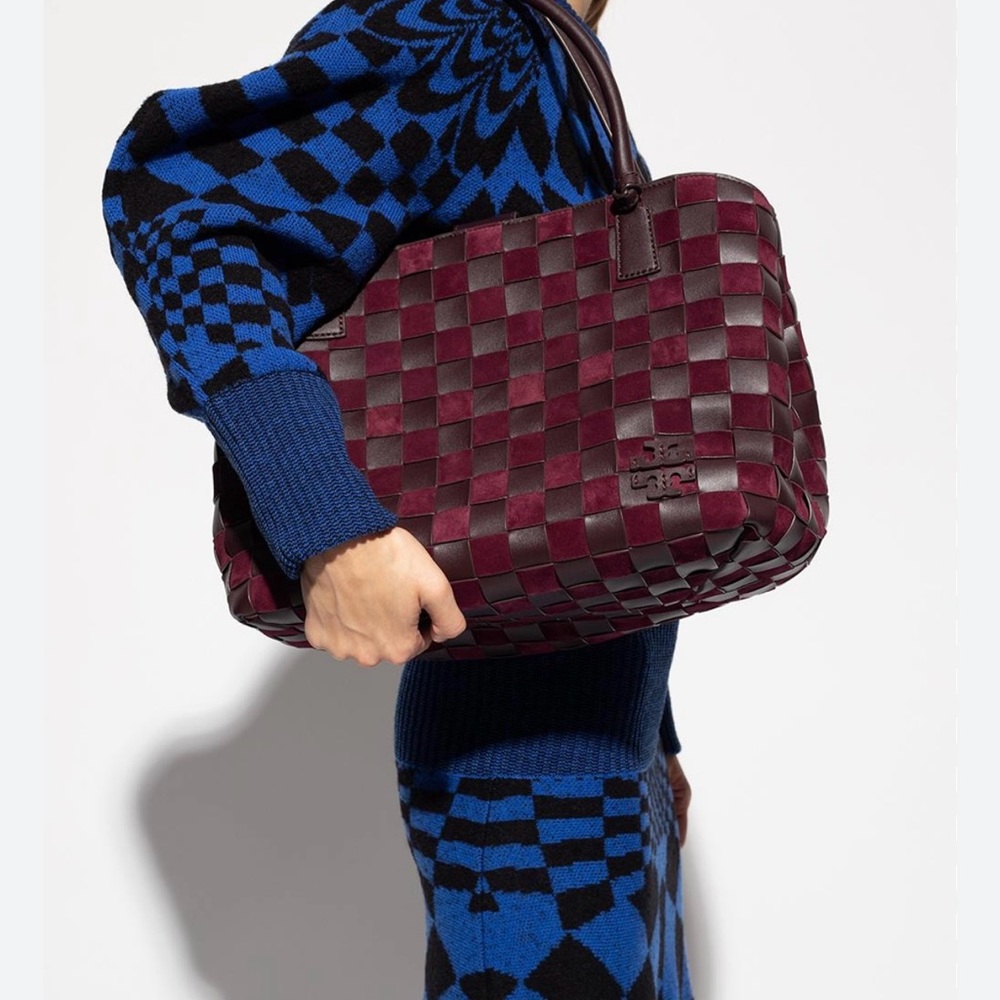 NWT Tory Burch McGraw Woven Oversized Satchel